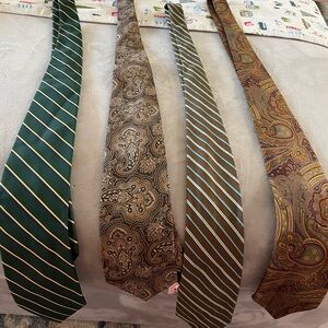 Brooks Brothers Men's Tie Collection- High Quality- Green, Brown, Gold